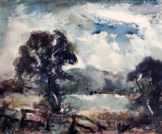 Andre Dunoyer de Segonzac (1884-1970) Trees in a landscape 10 x 13in.